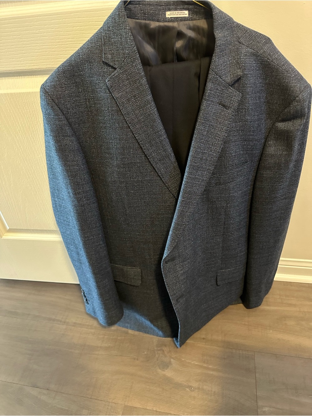Men's Textured Blue Blazer and Dress Pants - Classic Double-Breasted Suit Jacket